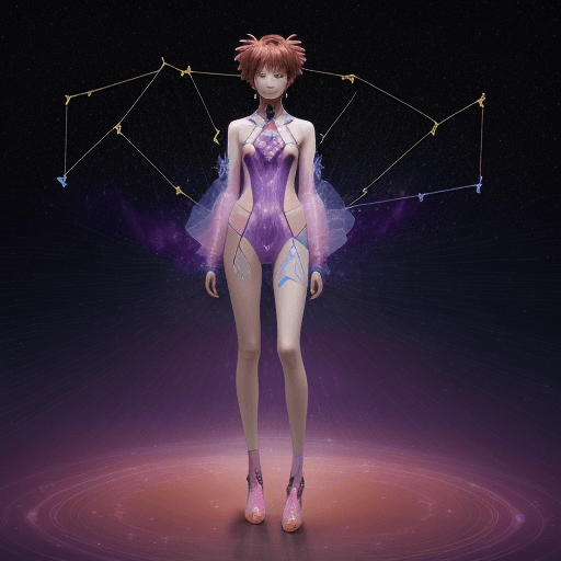 AI generated: asuka evangelion (Ethereal Glow Fabric:1. 1), (Abstract Constellation Embroidery:1. 1), (Luxurious N...