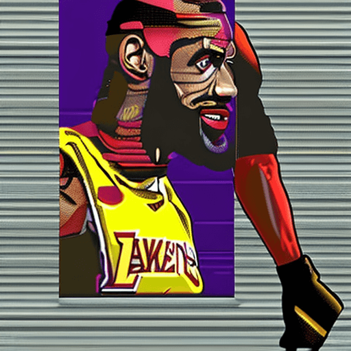 AI generated: Lebron James as thug, grand theft auto wallpapers, in the style of graphic novel inspired illustrati...