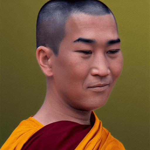 AI generated: Create a Buddhist monk portrait using profile face, 
