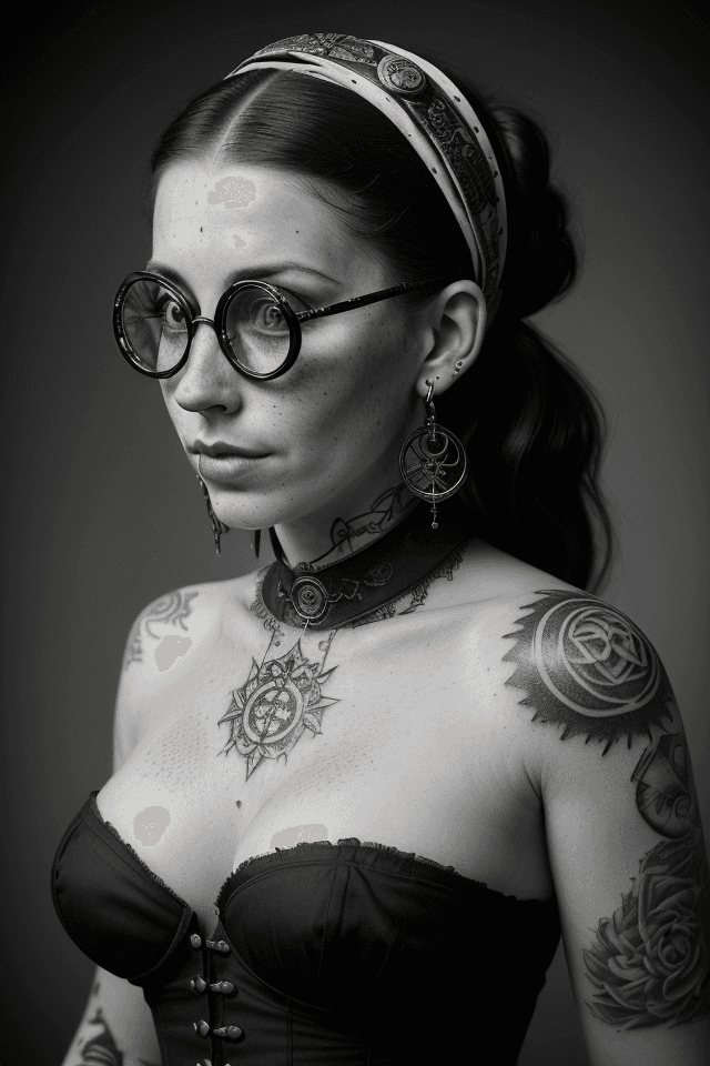 AI generated: High resolution 4k studio photography detailed black and white photo of an attractive victorian stea...