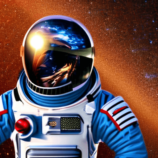 AI generated: Growing rose inside astronaut open helmet drifting in open space, galaxy, nebula, space background, ...