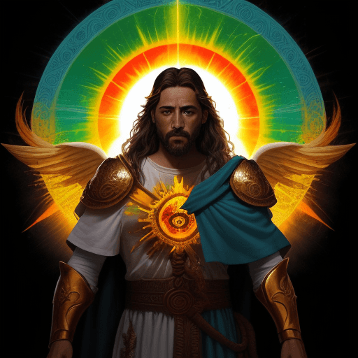 AI generated: ilustración de la visión de juan del trono de Dios ( Apocalipsis 4 ) con un estilo renacentista como...