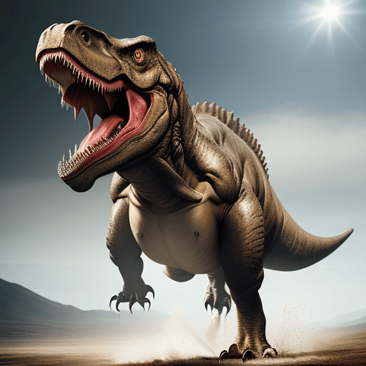 AI generated: High resolution photography of a person riding a tyrannosaur