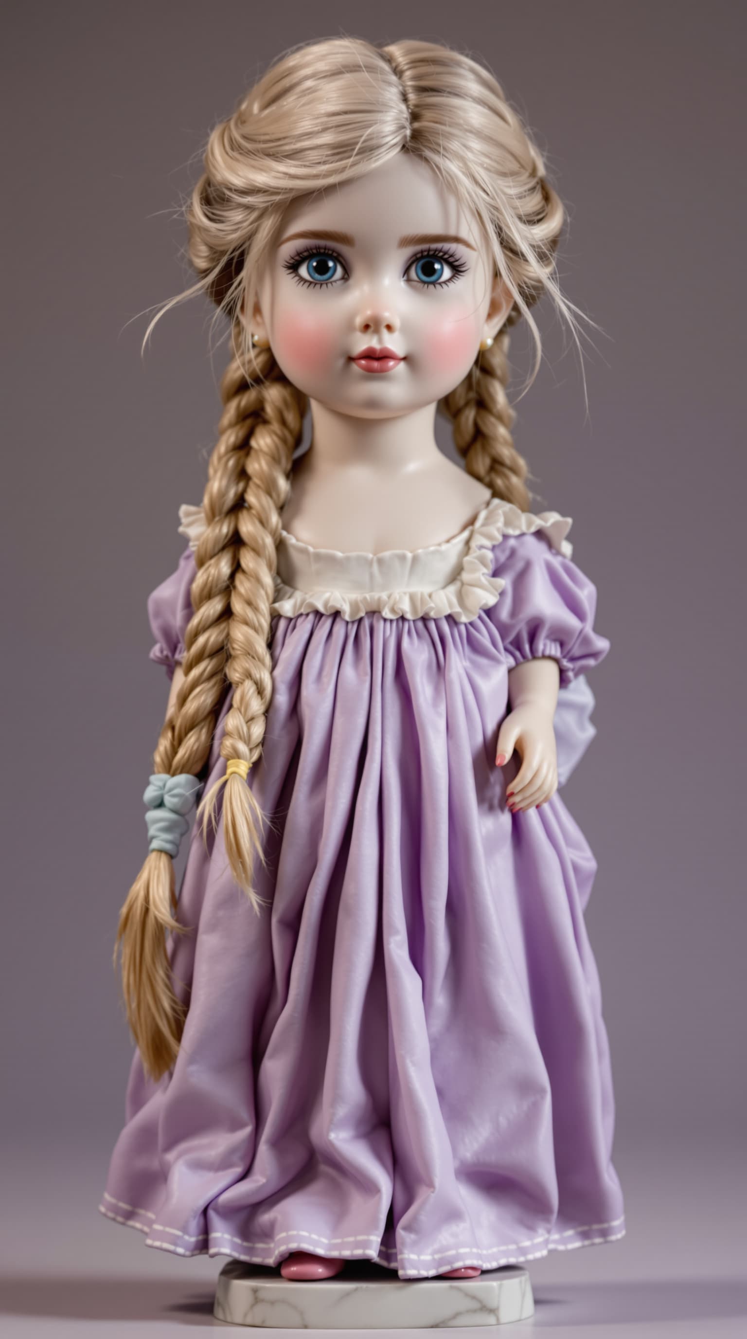 AI generated: A professional photograph captures the exquisite antique porcelain figurine of a seven-year-old girl...