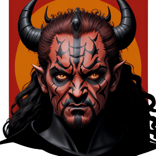 AI generated: Silhouette of Darth Maul: Begin with the distinctive facial shape of Darth Maul, incorporating his r...