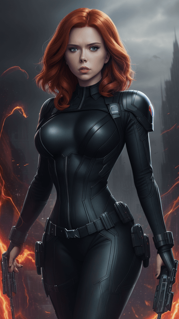 AI generated: (best quality, master:1.5) 16k HDR, Marvel Entertainment Art by, Black Widow (AKA Natalia "Natasha" ...