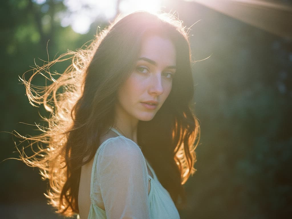 AI generated: The photograph is taken with a FUJIFILM film camera, showcasing a light-leak film style that adds a ...