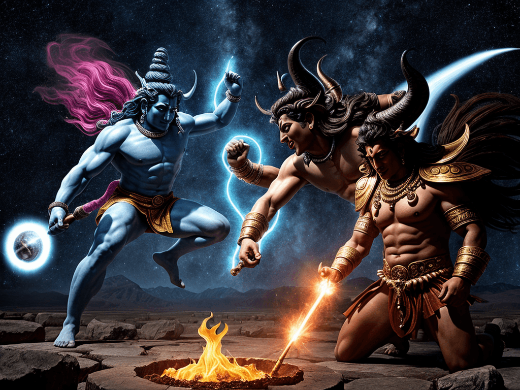 AI generated: cosmic god shiva fighting a demon, hyper realistic