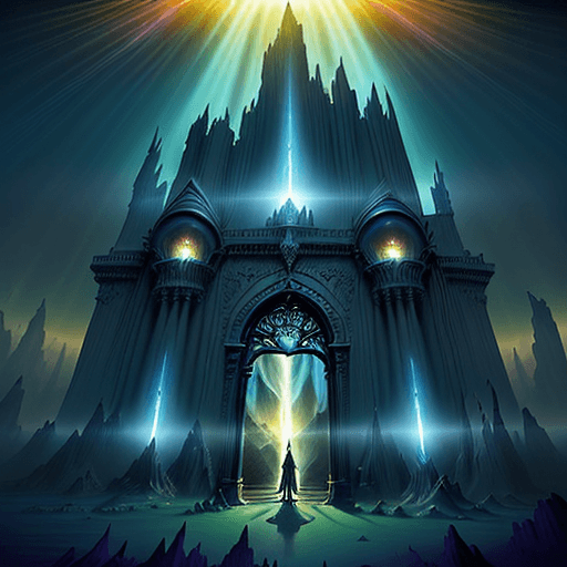 AI generated: a comics rendition inspired by the fantasy artist Neil Gaiman, showcasing the majestic gates of heav...