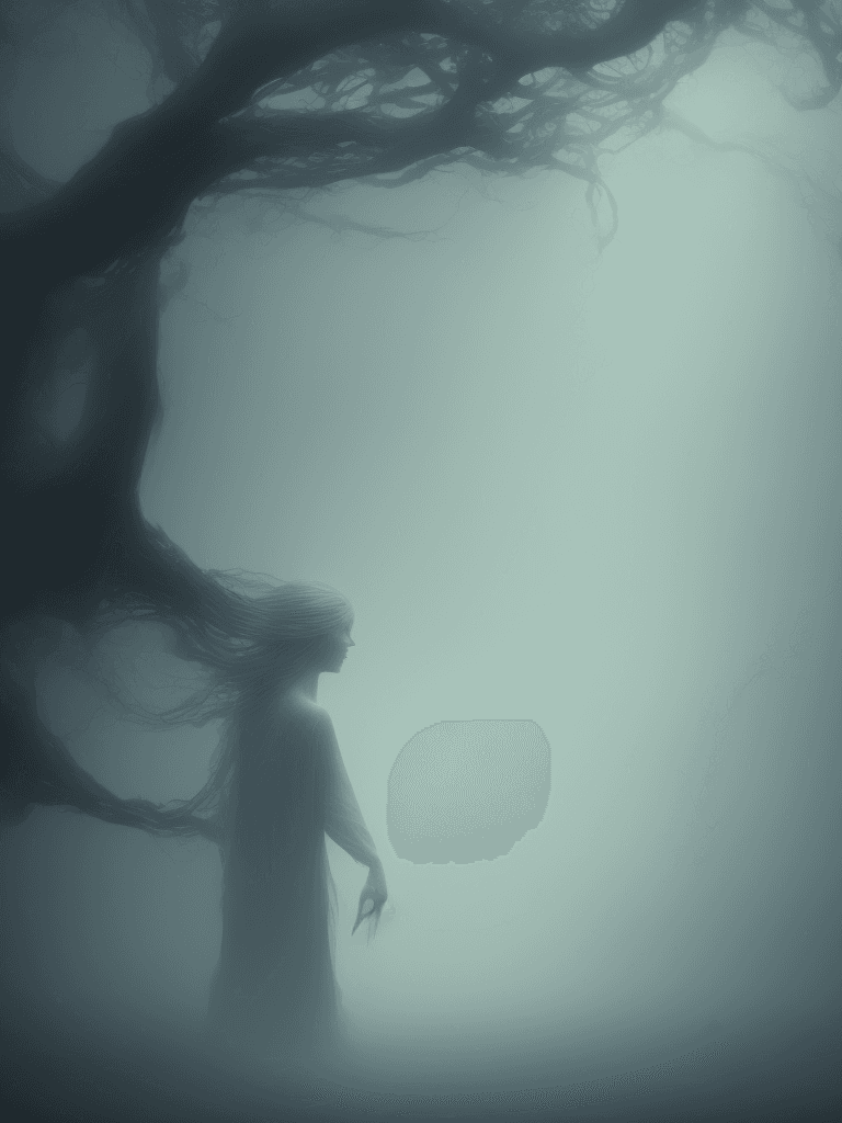 AI generated: Ghost in mist, Realistic, Hauntingly beautiful,feerie lighting, wispy tendrils, etherial, Highly det...