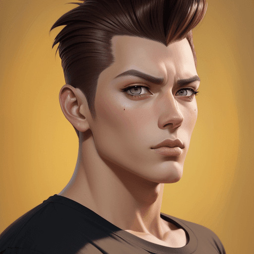AI generated: Concept art guy in arkayne style, realism, beautiful male body, bright big eyes, anime, painting, br...