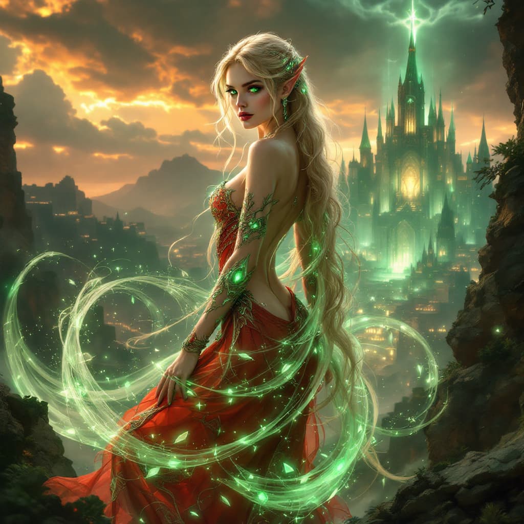 AI generated: ((Full body)), small, highly detailed ((Blood Elf from World of Warcraft)), seductive and alluring p...