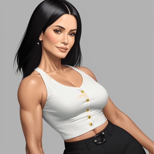 AI generated: ALEX KATZ vivid impasto thick oil paint using palette knife of COURTNEY COX as a stunning Indonesian...