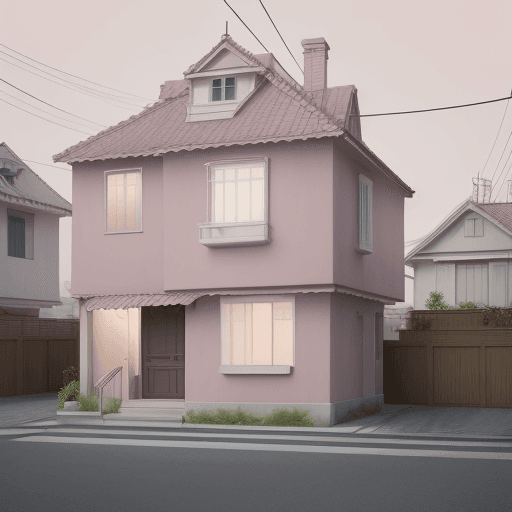 AI generated: house in the street, a muted palette, with soft lighting, rendered in a tranquil style, clean and ba...