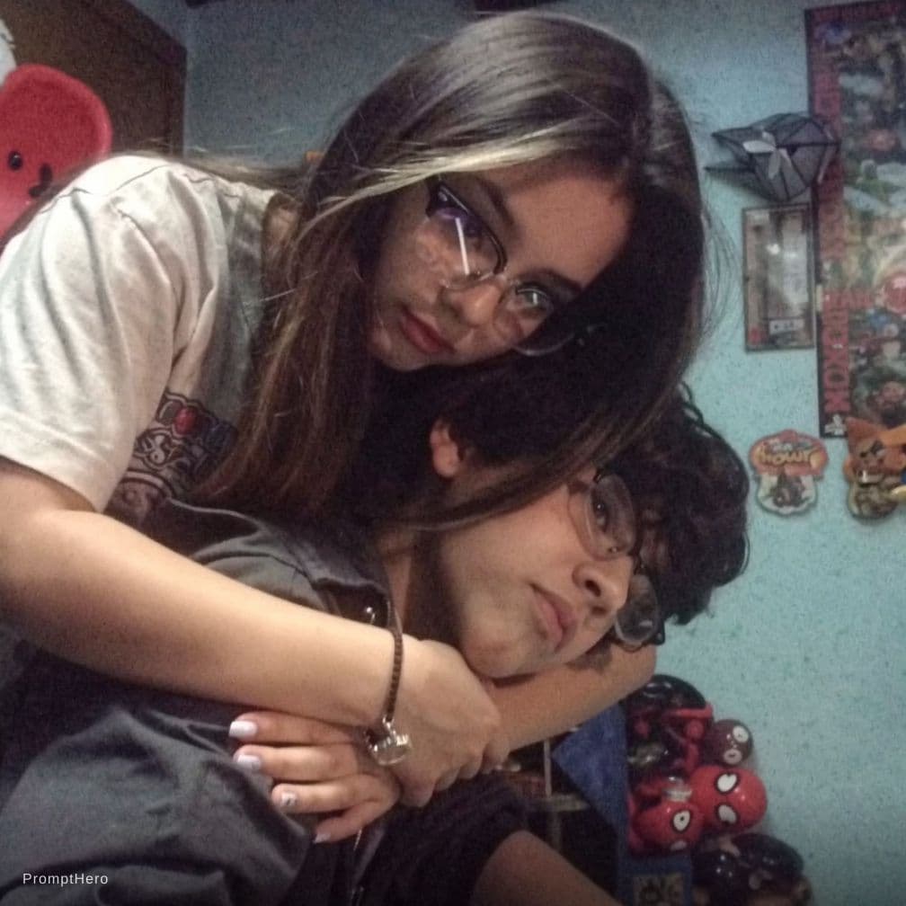 AI generated: Make it look like the girl is **hugging me and kissing my hair**. Other than that, **keep everything...