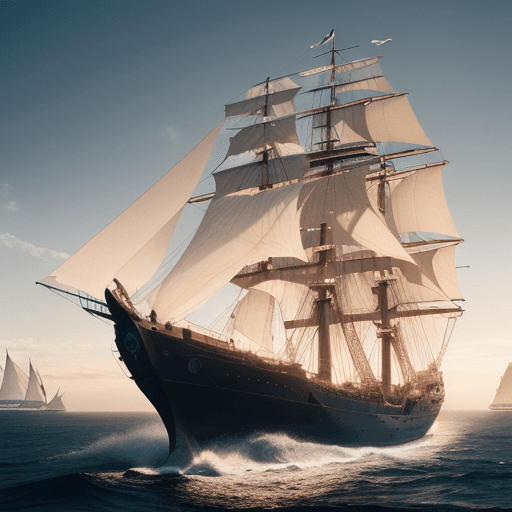 AI generated: Photo of a ultra realistic sailing ship, dramatic light, pale sunrise, cinematic lighting, battered,...