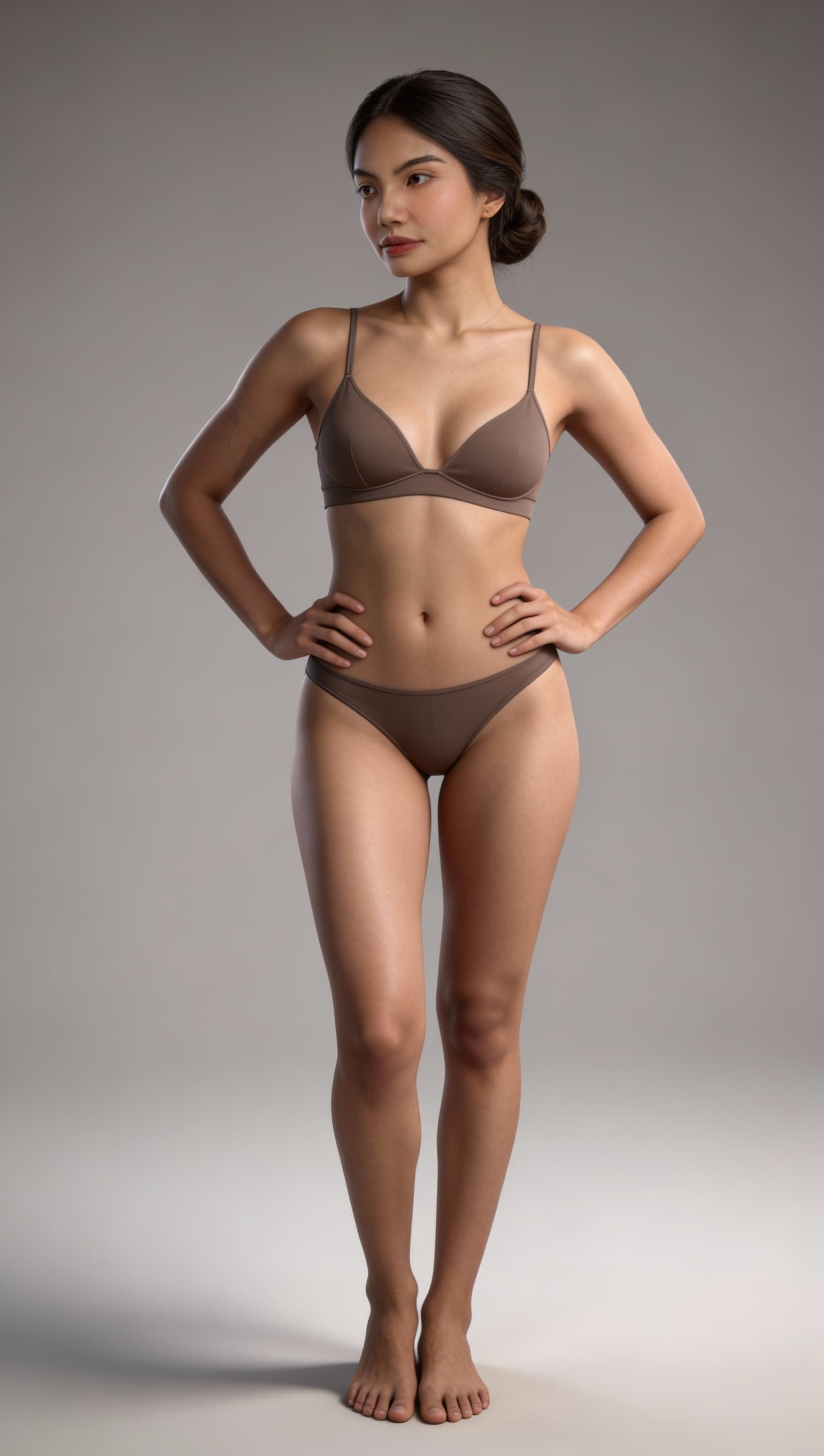 AI generated:  " Use my image A hyper-realistic, ultra-detailed full-body depiction of the same woman (173 cm) wit...