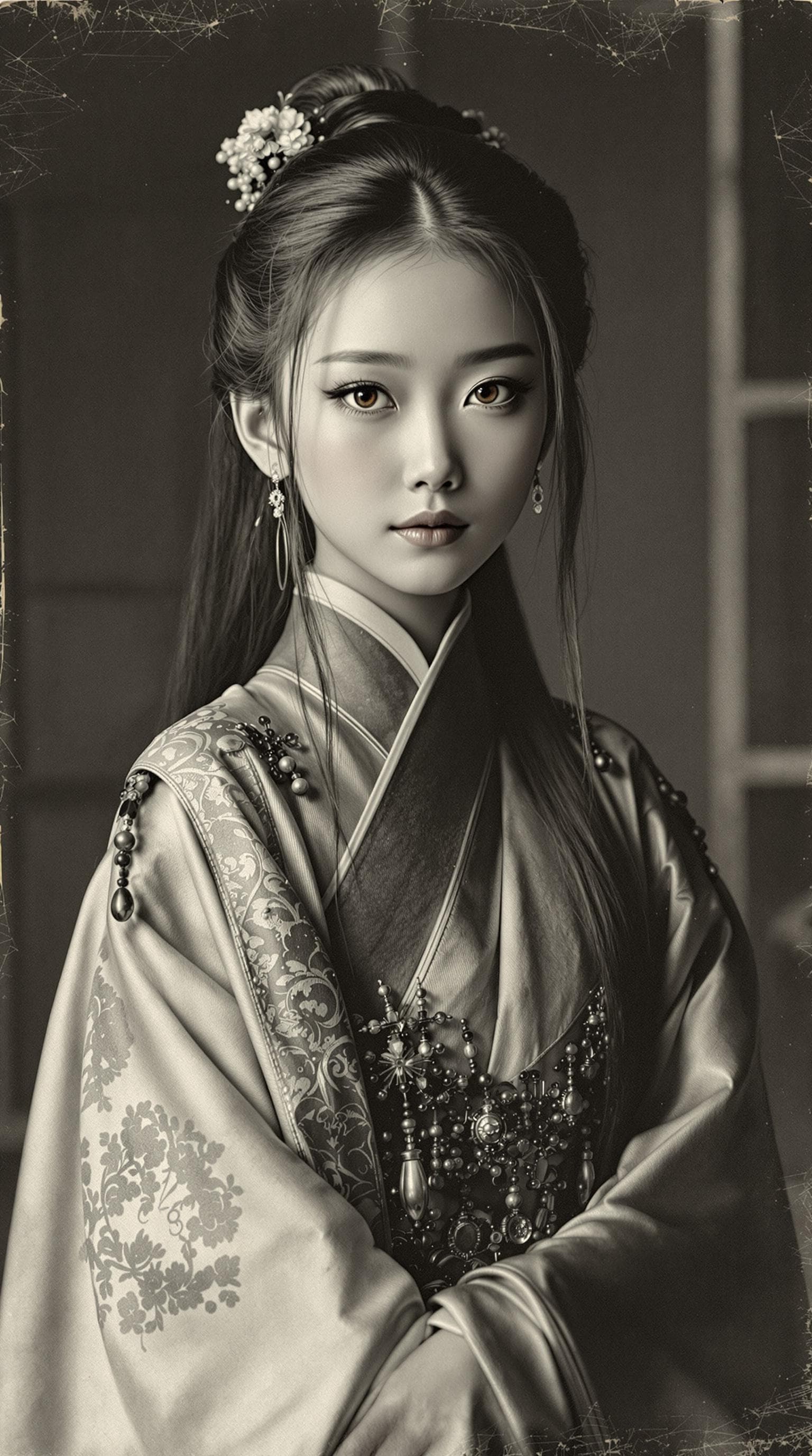 AI generated: a professional vintage black and white photo (paper has aged over time), of a exceptionally of the m...