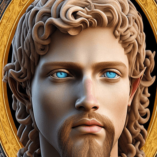 AI generated: Portrait of Alexsander the Great, blue eyes and blond hair,  full body, Roman style dress the Roman ...