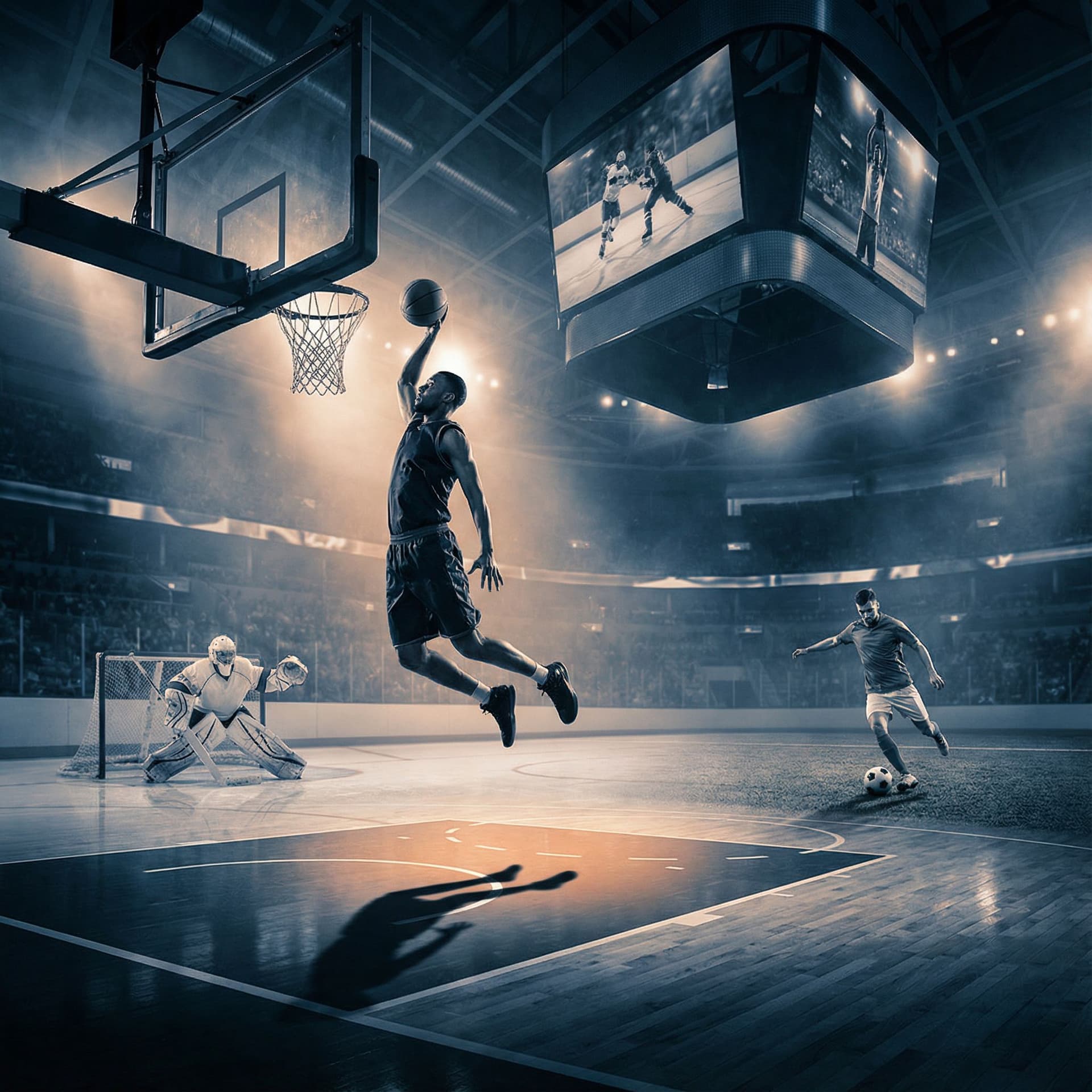 AI generated: Combine sports images into one cinematic scene. Match the lighting, shadows, and depth. Create a uni...