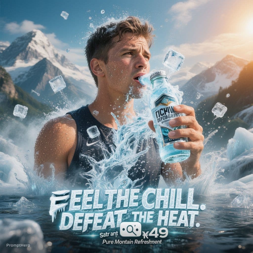AI generated: Create a premium cinematic summer drink advertisement poster in ultra-realistic 4K quality. The adve...