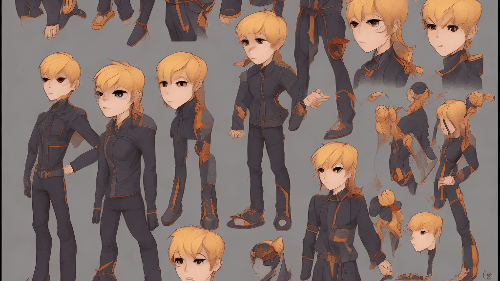 AI generated: Vtuber model sheet. Full body model. male

yellow eyes. red long-mid hair. right eye-patched.
