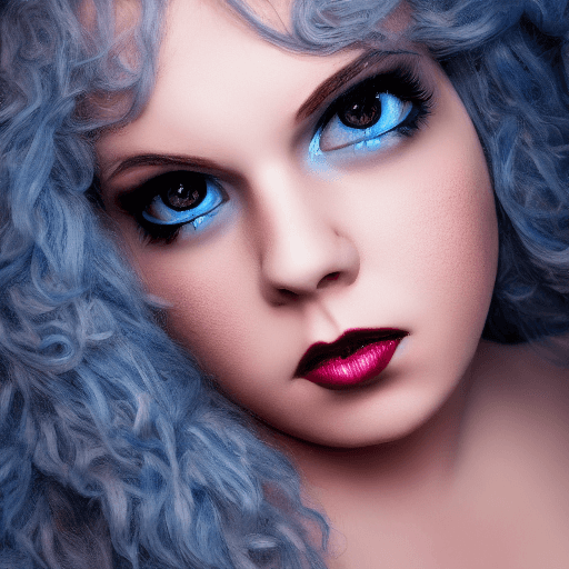 AI generated: a portrait photo of voluptuous gothic woman light blue eyes,nude,textured skin,pubic hair,simple bac...