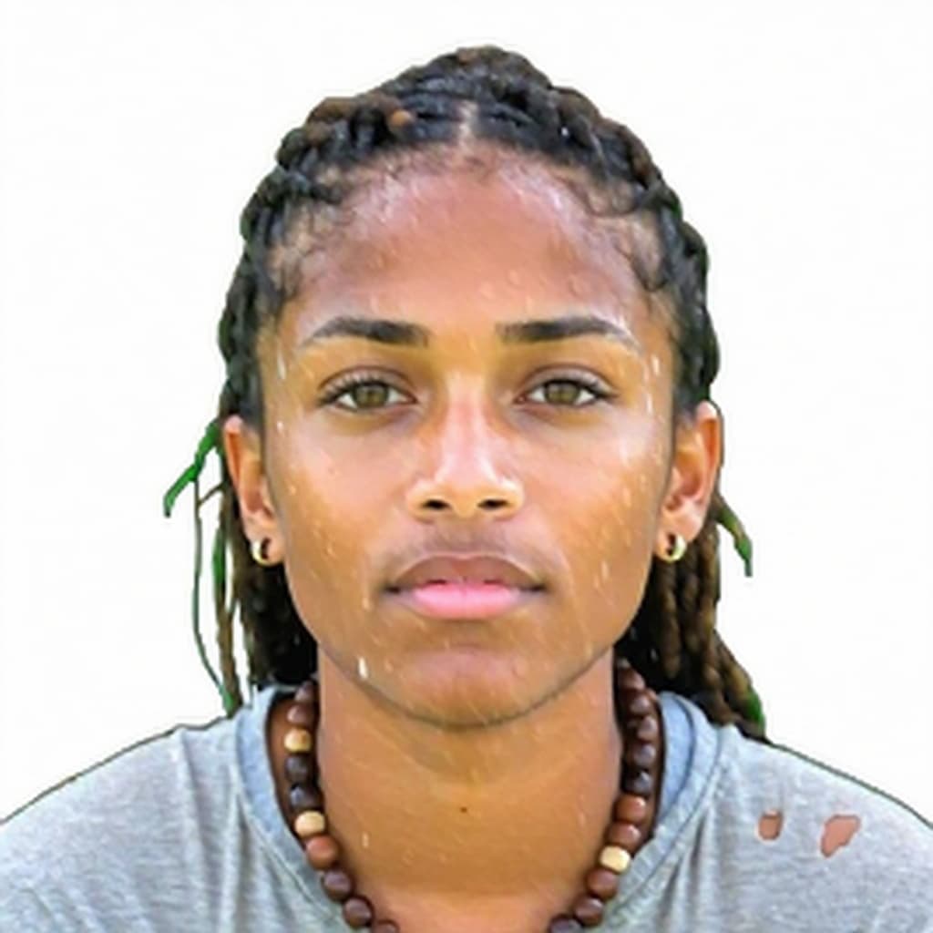 AI generated: Generate A Rainy Photograph Of An 21 Year Old Cute Papuan New Guinean Indigenuous Female from upload...