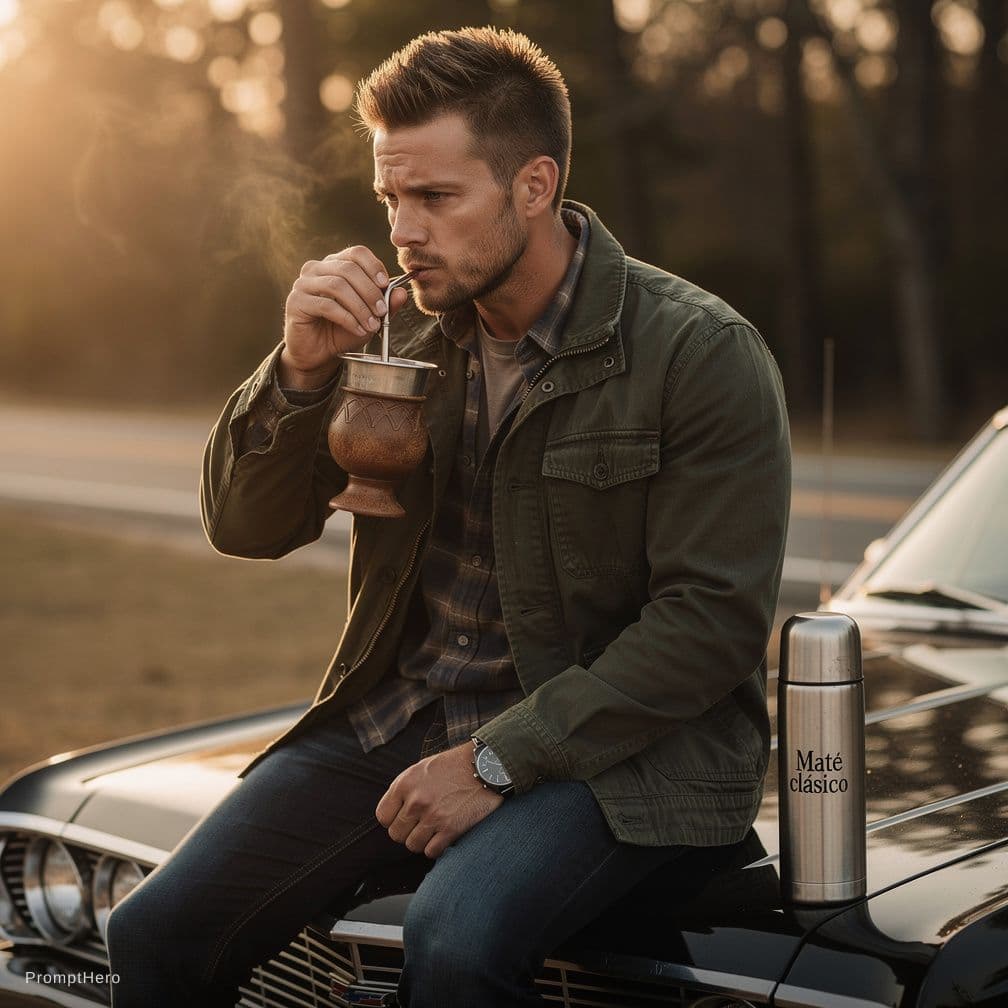 AI generated: Dean winchester tomando mate