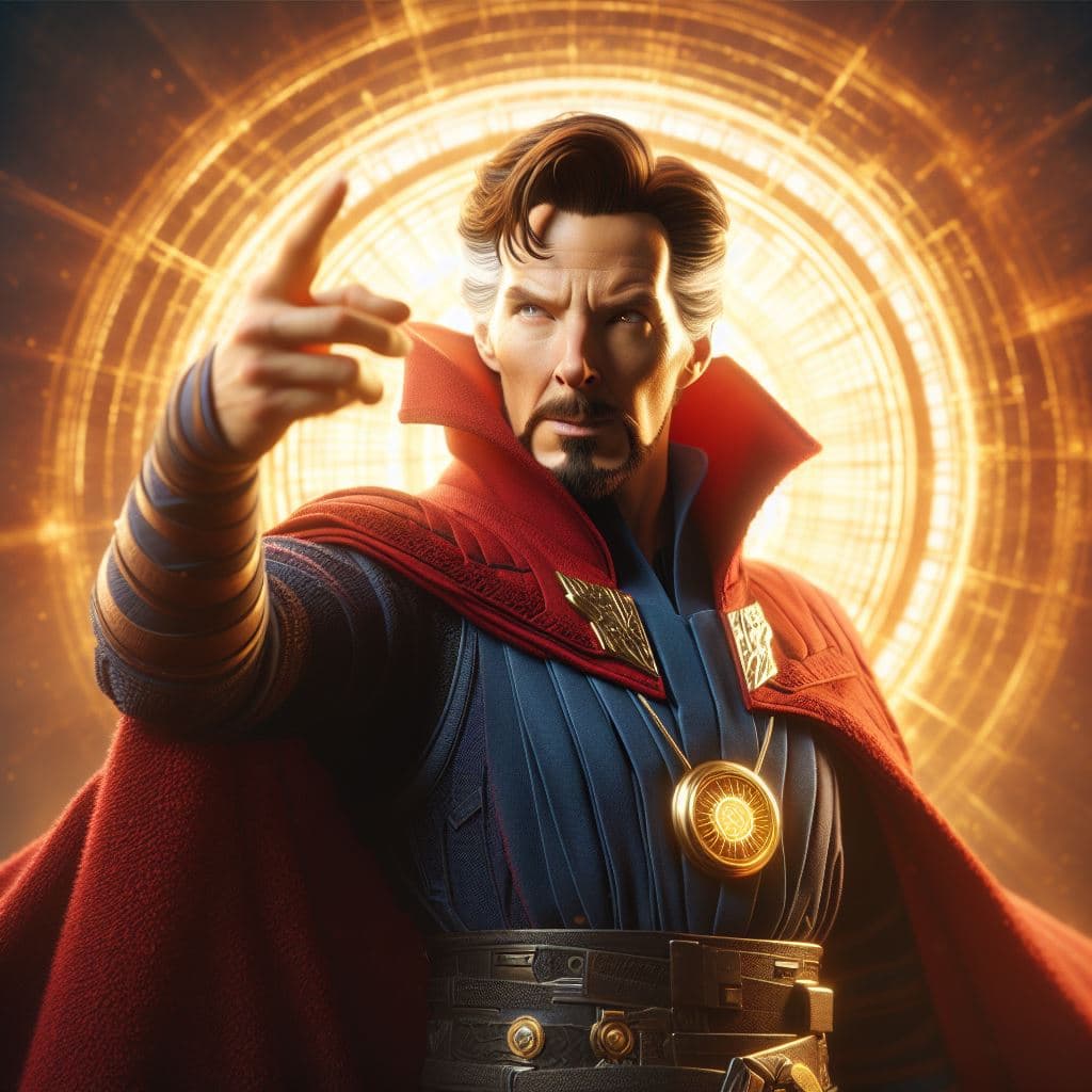 AI generated: Doctor Strange in a heroic pose, octane render, 8k, raytracing