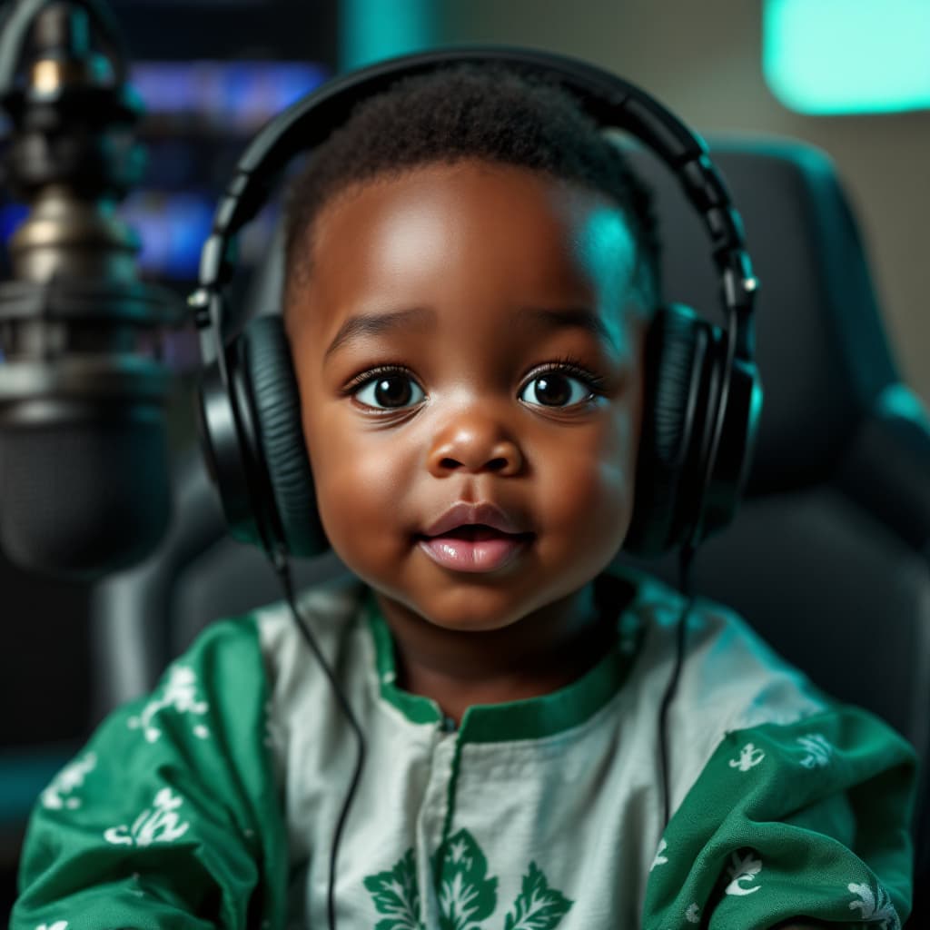 AI generated: Ultra-realistic, extremely cute Black African male baby facing directly towards the camera. He is se...