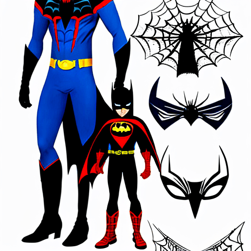 AI generated: Create a character that merges Batman and Spider-Man. His silhouette is somewhere between the two he...