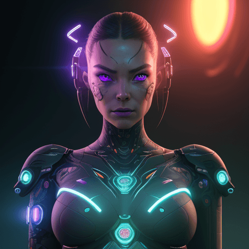 AI generated: Pretty face, cyborg lady with tattoos, hyper details, perfect focus facial expression, hyper futuris...