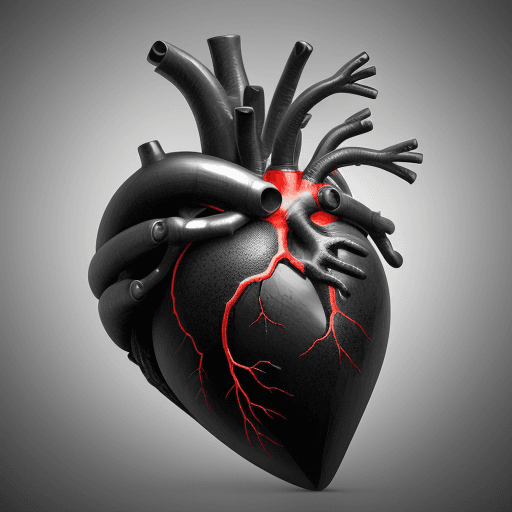 AI generated: anatomical human heart made from granite and ash with ember capillaries accents, anatomically correc...