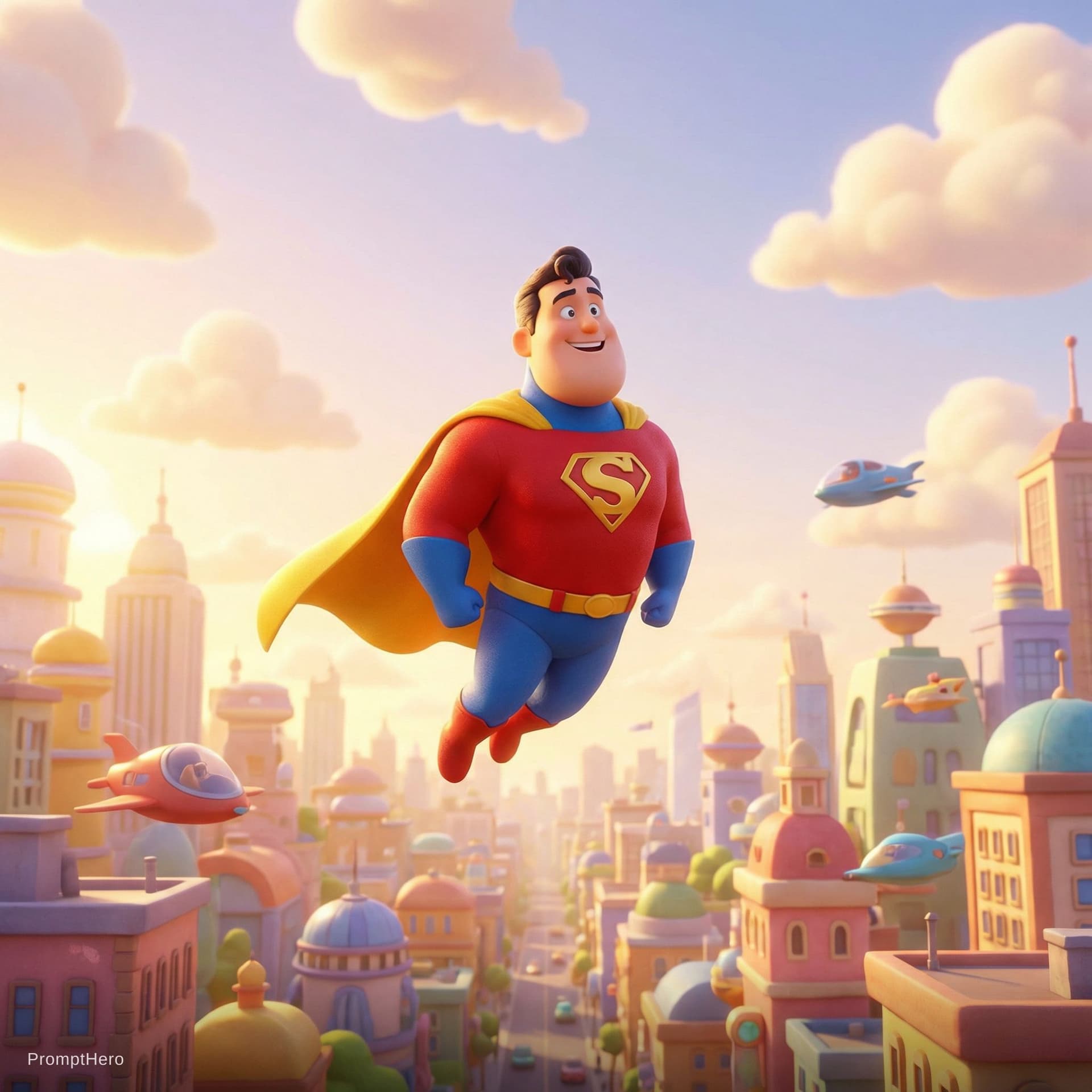 AI generated: cartoon 3D sunny bright Pixar-style image, super hero --chaos 75 --ar 4:5 --raw --stylize 750
