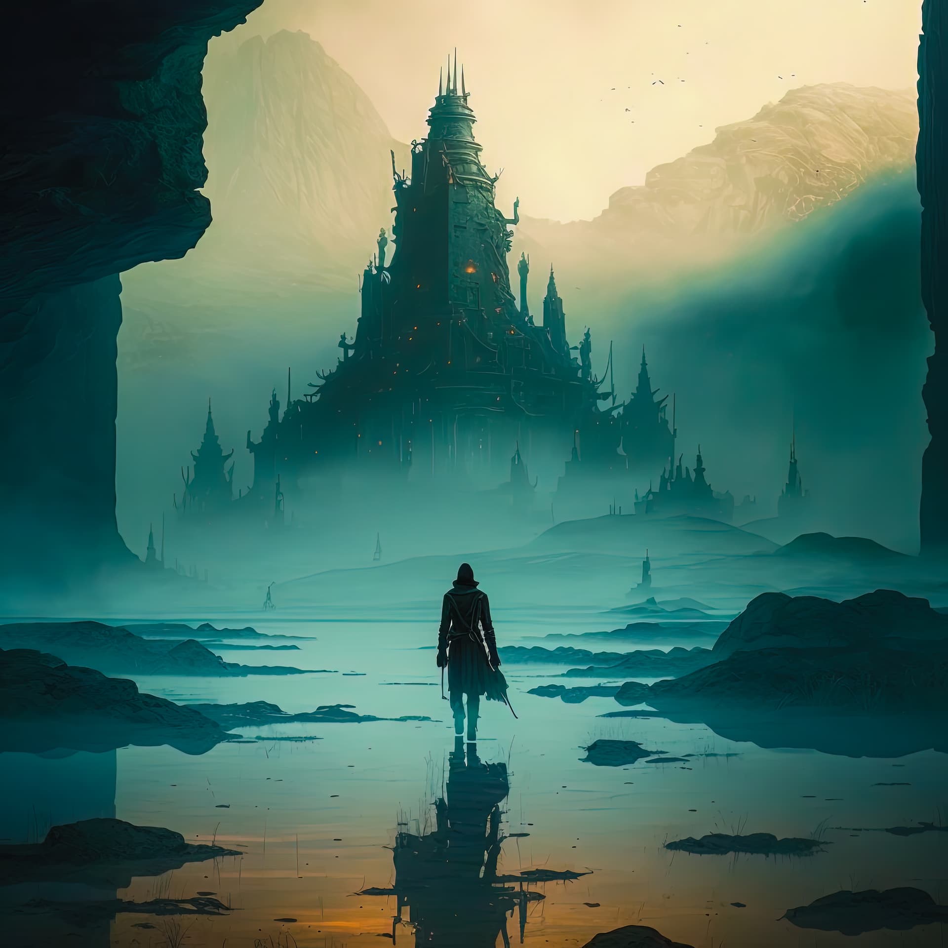 AI generated: nazgul watching:: ancient city, foggy::, misty::, volumetric lighting, cinematic composition, high c...