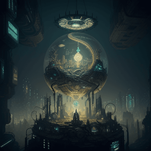 AI generated: By Alexander Jansson and Android Jones || A HUGE beautiful intricate resin ring with sci-fi LEDs, ma...
