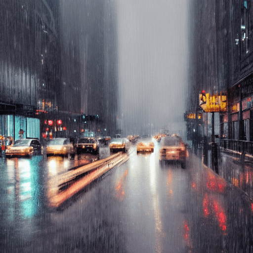 AI generated: a rainy city scape