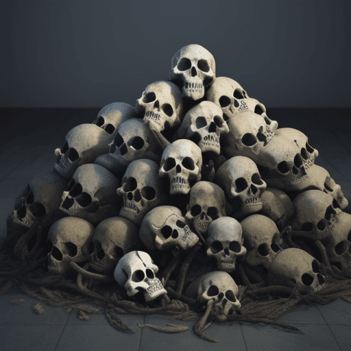 AI generated: pile of skulls bones