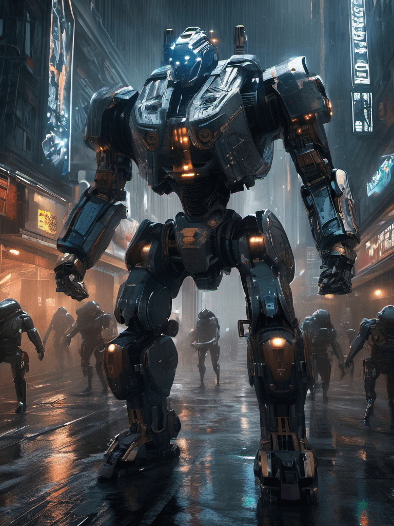 AI generated: A high-resolution 3D digital illustration of a fierce rebellion led by a group of sentient cyberneti...
