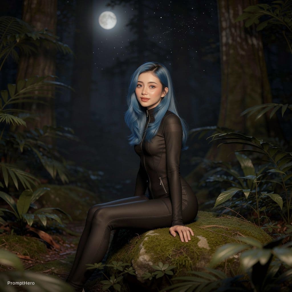 AI generated: crtystal clear night close dresse and sensual pose; lovely atmosphere and expression