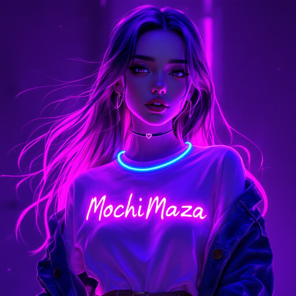 AI generated: A stunning, glowing FLUORECENT neon dakr skin Anime Female Character that emits an otherworldly lumi...