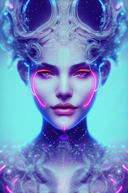 AI generated: neon light sign in design of face | of gorgeous goddess | detailed gorgeous face | precise lineart |...