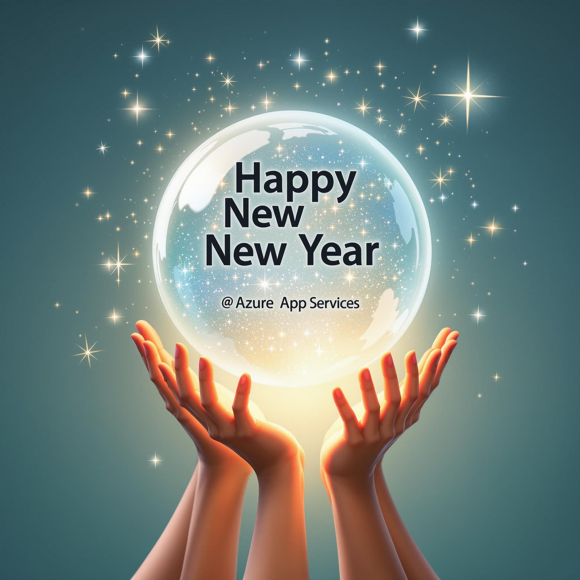 AI generated: a magic ball in the air, it contains a whole world of New Year's magic and two lines of sentences: "...