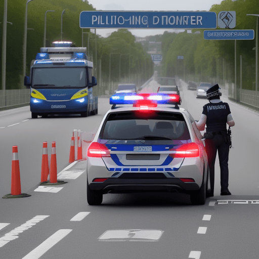 AI generated: Produire une illustration d'une voiture avec un conducteur portant des tongs. Ajouter des panneaux d...