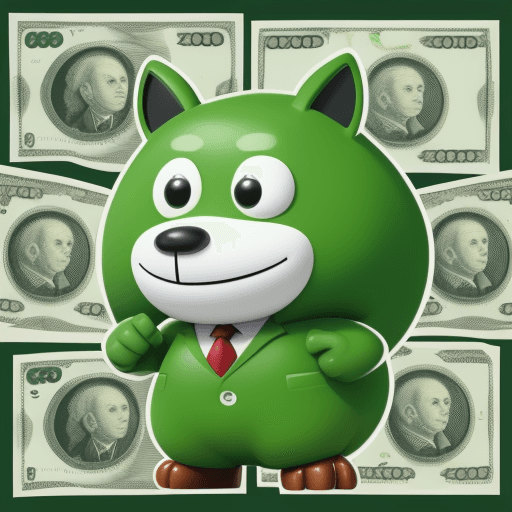 AI generated: Mascot for money finance , green 