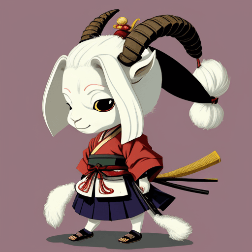 AI generated: artwork by Stan Sakai, anthropomorphic goat, female,  samurai, 

