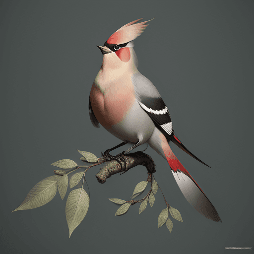 AI generated: ethereal Bohemian Waxwing bird, Bombycilla garrulus :: intricate details, ornate, detailed illustrat...