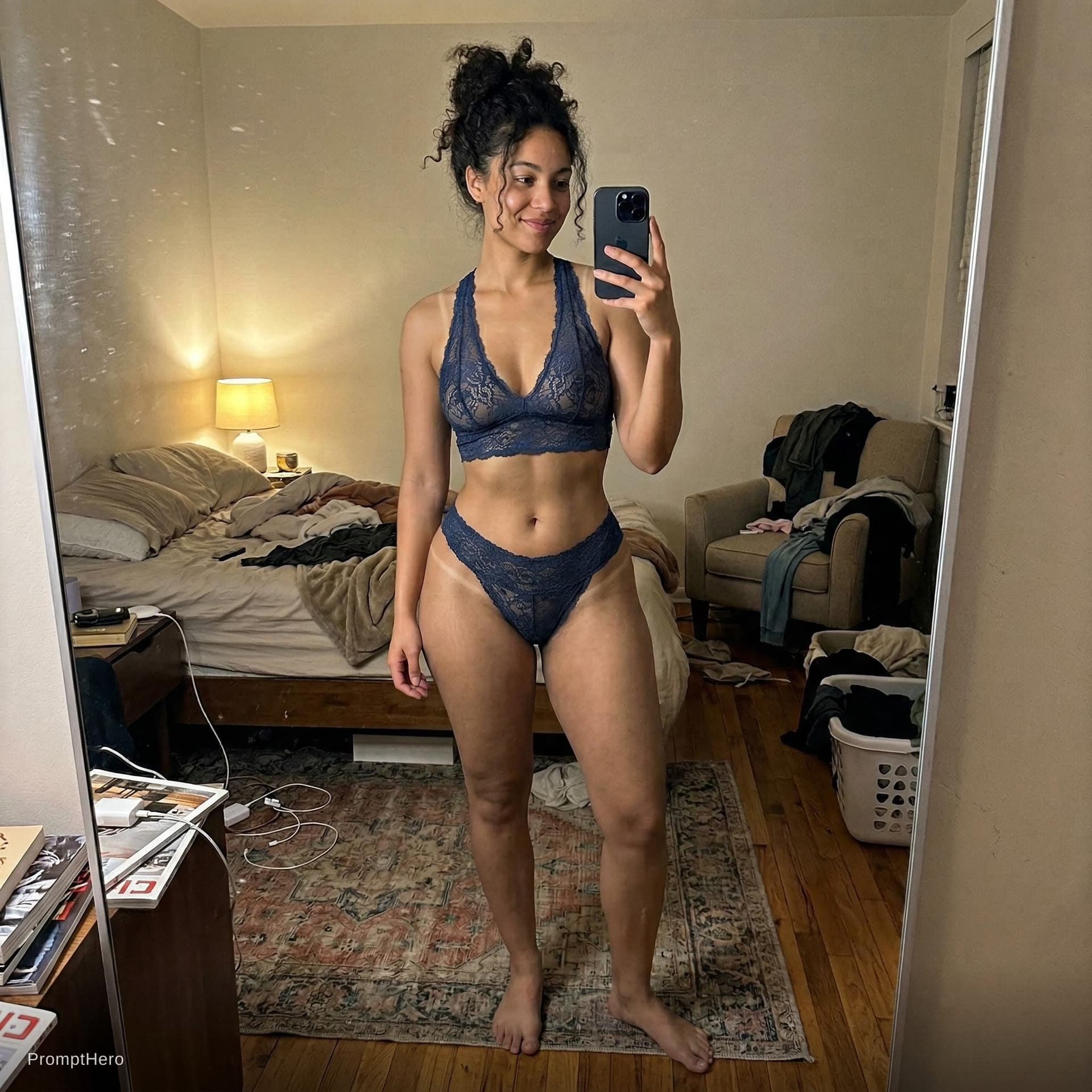 AI generated: Ultra realistic, mirror selfie with iPhone 17 Pro, slight camera flash, high quality image, suggesti...