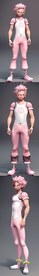 AI generated: hasdx style, glazed 3D rendering (extremely detailed CG), boy Astolfo, pink hair, with white bodysui...